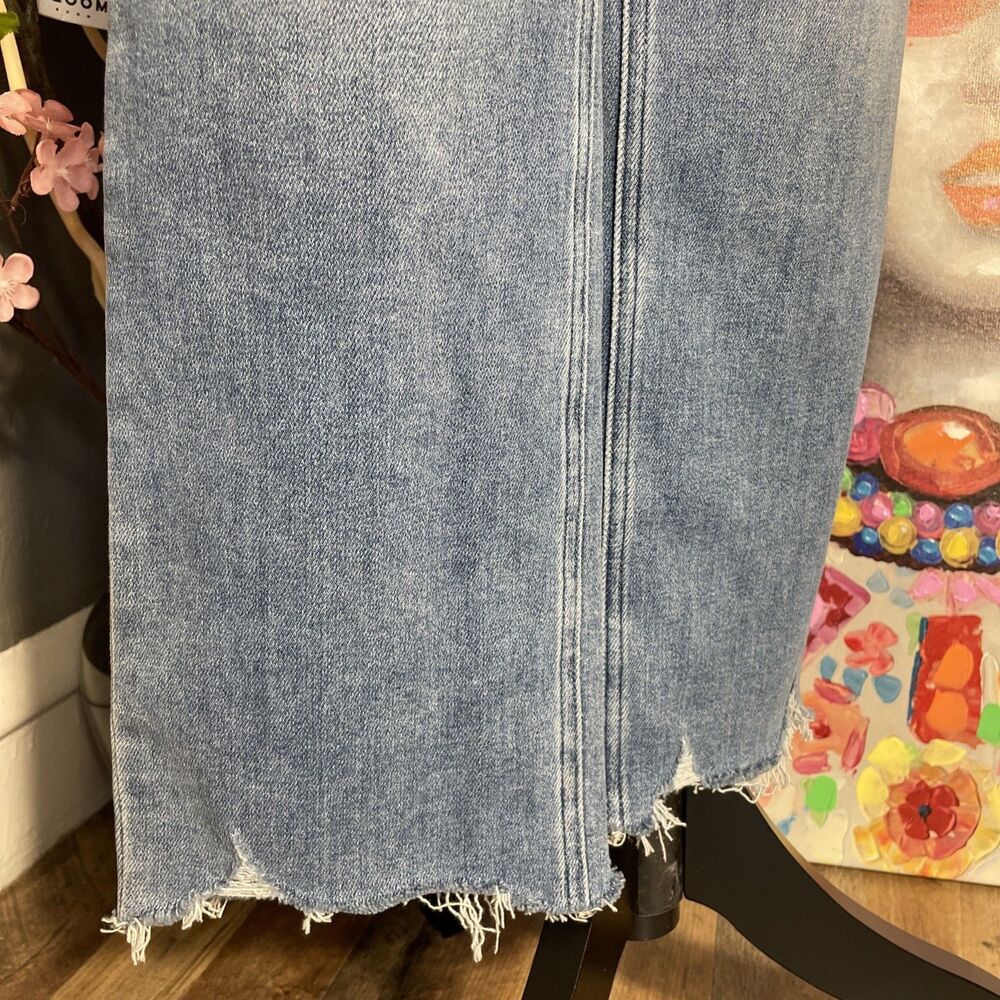 Paige Cindy Jeans Mel Destroyed Hem Ankle Straight Leg Womens Size 32, 28 Inseam - Picture 4 of 14